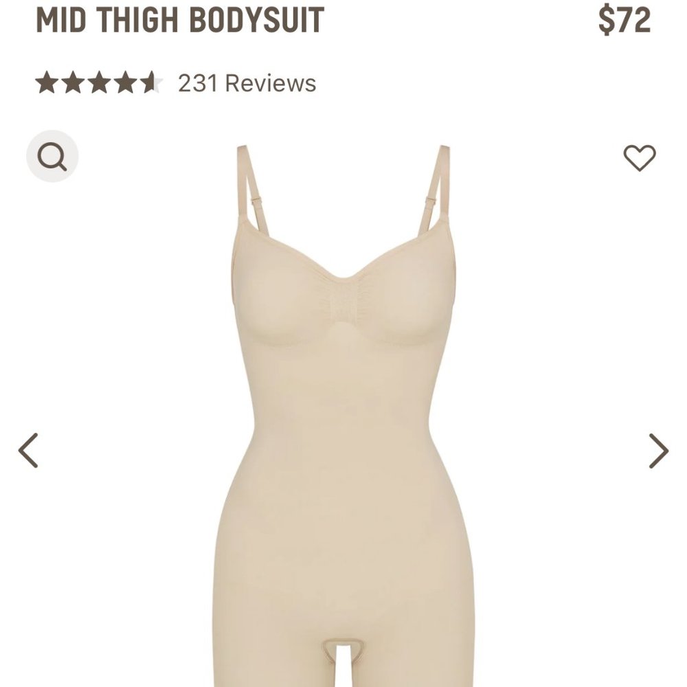 SKIMS Everyday Sculpt Mid Thigh Bodysuit Sand XL